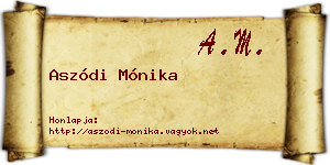 Aszódi Mónika névjegykártya